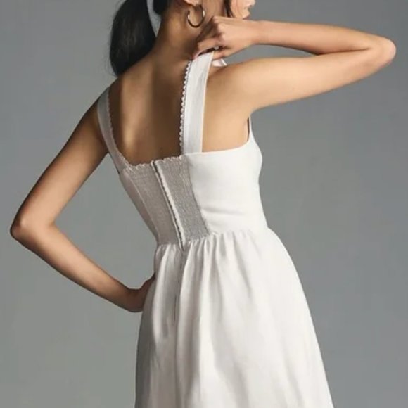 Reformation Tagliatelle Linen Dress Sz2 White - Picture 3 of 12